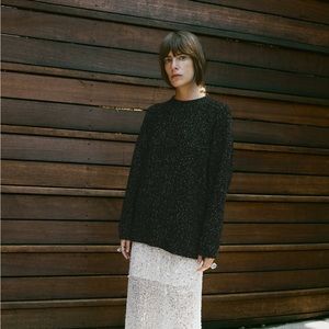 Zara oversized black metallic sweater